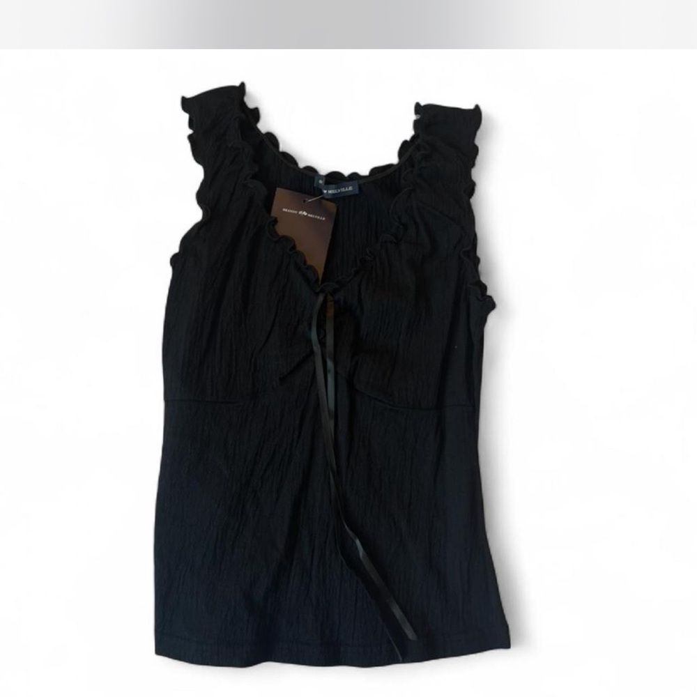 Brandy Melville Black Ruffled Blouse
